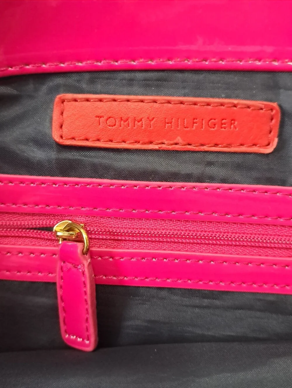 Tommy Hillfiger Pink And White Polka Dot Canvas Tote Bag